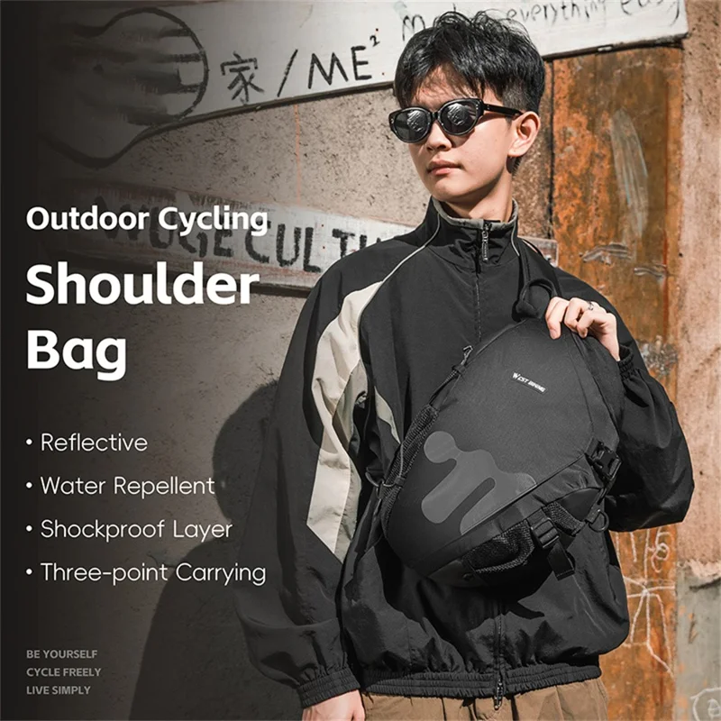 WEST BIKING YP0707409 Outdoor Cycling Crossbody Bag Waterproof Reflective Shoulder Bag for 11 Inch Tablet - Grey