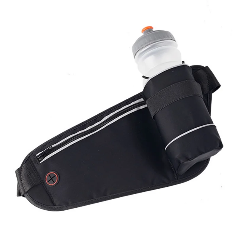 ZL-0078 Borsa da Vita Regolabile con Supporto per Cellulare e Spazio per Bottiglia d'Acqua per Fitness, Jogging, Escursionismo e Corsa (Senza Bottiglia) - Nero