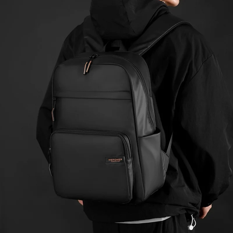 WEPOWER 3433 Business Commuter Backpack Men Large Capacity Waterproof Laptop Bag Travel Rucksack - Black