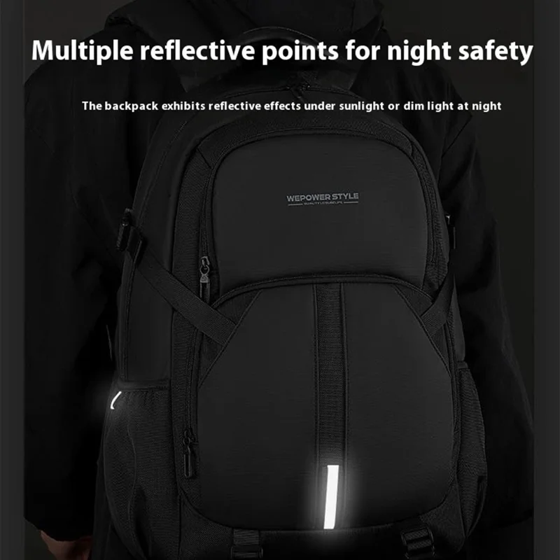 WEPOWER 1690-03 Sac à dos pour homme de grande capacité, sac pour ordinateur portable de navetteur, sac à dos décontracté pour les affaires - Noir