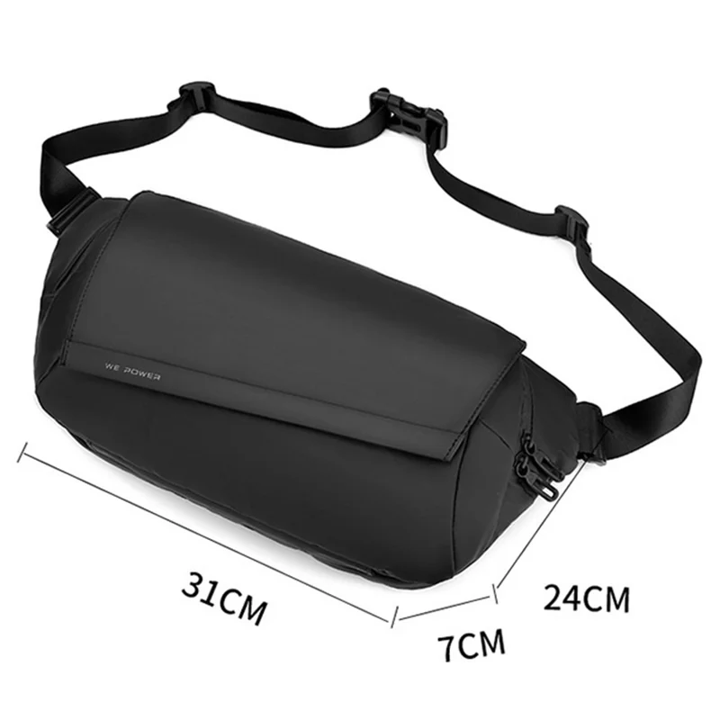 WEPOWER 1100-67 Size L Casual Men Crossbody Chest Bag Waterproof Sports Waist Pack for iPad 11 Inch - Black