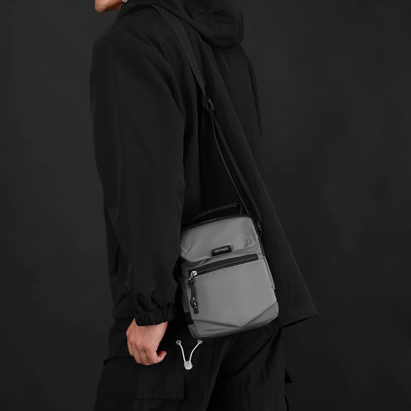 WEPOWER 7207 For Men Casual Crossbody Bag Waterproof Mini Sling Shoulder Bag with Tote Handle - Grey