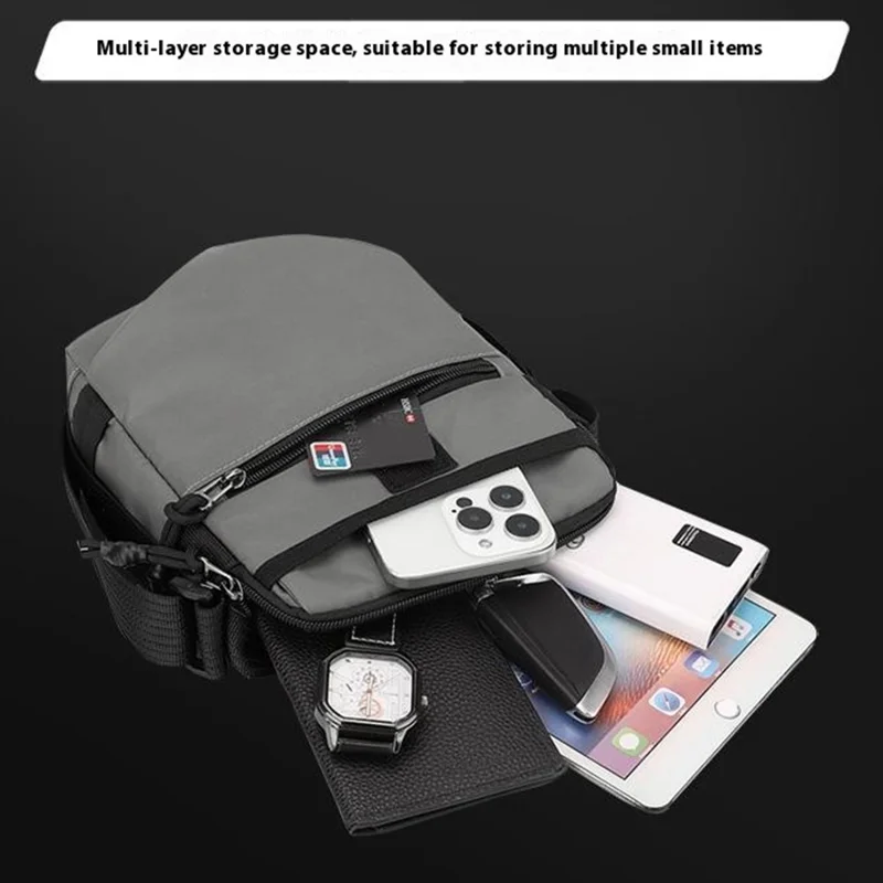 WEPOWER 7207 For Men Casual Crossbody Bag Waterproof Mini Sling Shoulder Bag with Tote Handle - Grey
