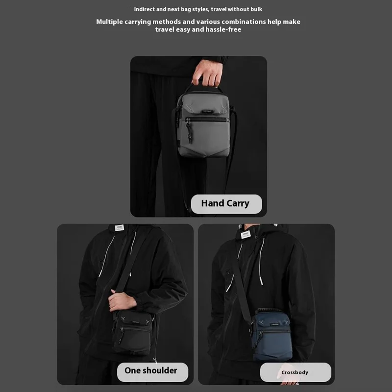 WEPOWER 7207 For Men Casual Crossbody Bag Waterproof Mini Sling Shoulder Bag with Tote Handle - Grey