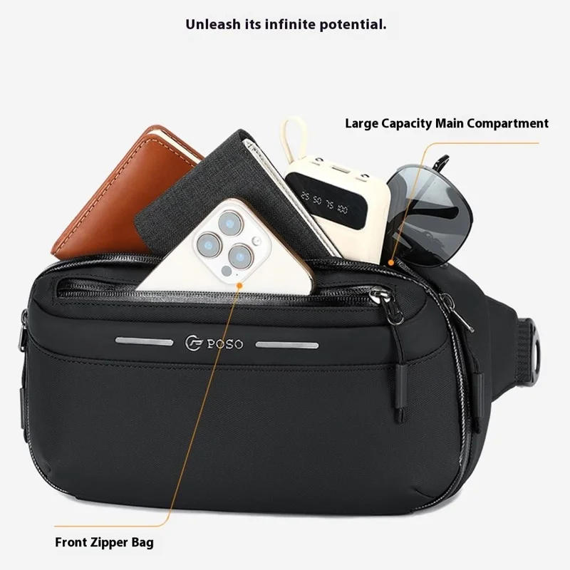 POSO PS-832 Multi-Functional Men Digital Accessory Organizer Bag Waterproof Single Shoulder Crossbody Bag