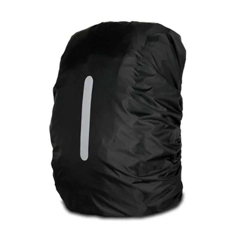 190T Polyester Taffeta Outdoor Backpack Rain Cover Waterproof Reflective Bag Protector, S for 30-40L - Black