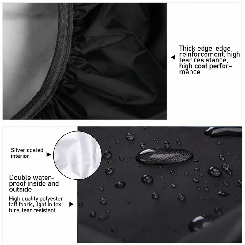 190T Polyester Taffeta Outdoor Backpack Rain Cover Waterproof Reflective Bag Protector, L for 55-65L - Black