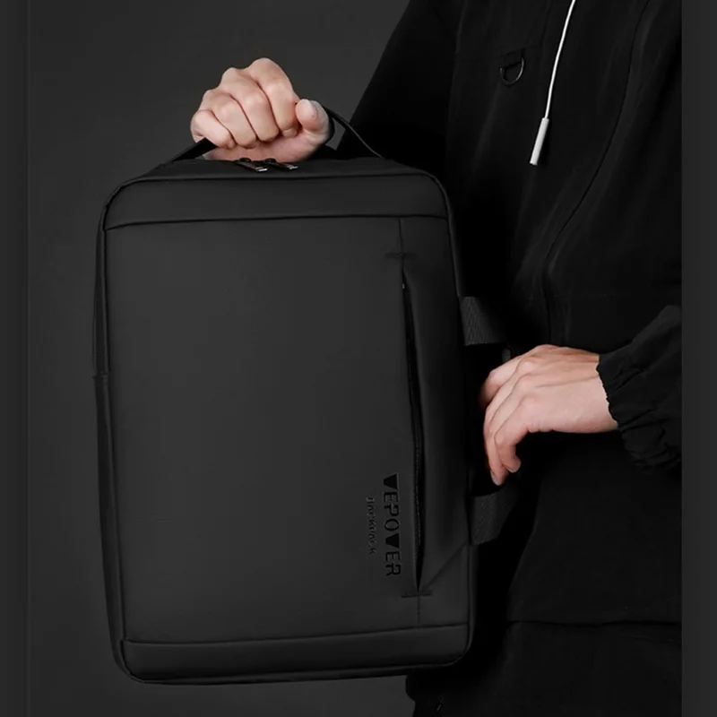 WEPOWER 1331 For 14 Inch Laptop Backpack Waterproof Oxford Fabric Daypack with External USB Port - Black