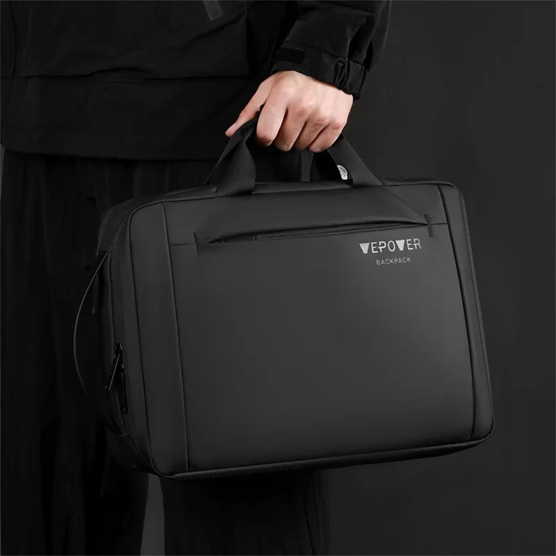 WEPOWER 1331 For 14 Inch Laptop Backpack Waterproof Oxford Fabric Daypack with External USB Port - Black