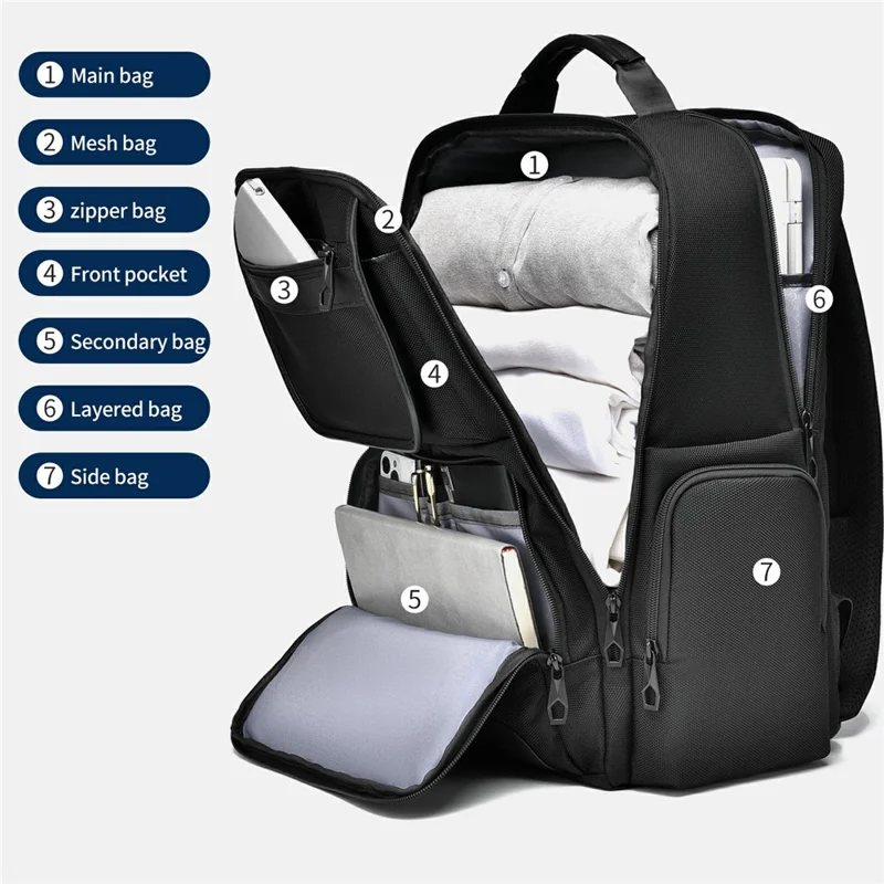 B789 Business Laptop Backpack Premium Feel Large Capacity Double Shoulder Bag for Men Travel Work