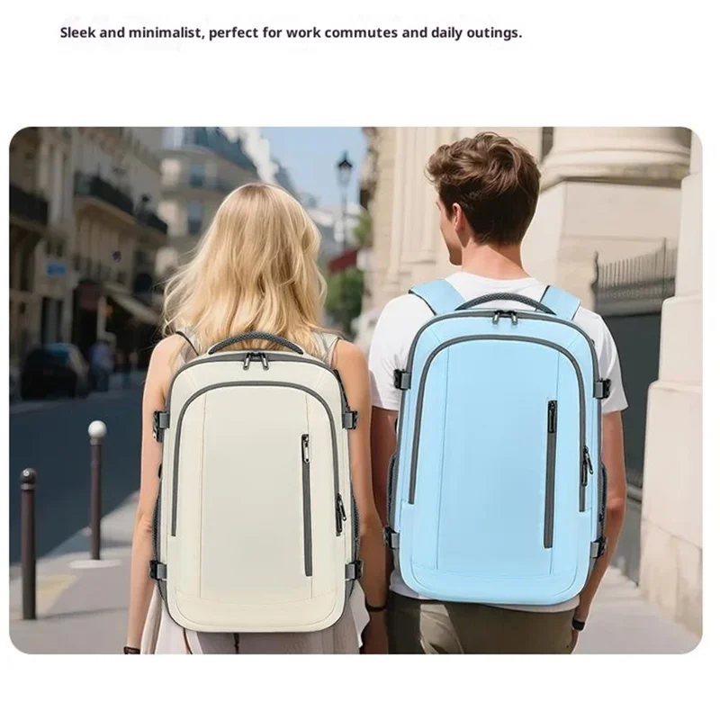 Mochila para portátil POSO PS-679 con bolsa de compresión sellada al vacío, candado con contraseña, bolso bandolera de viaje expandible - Negro