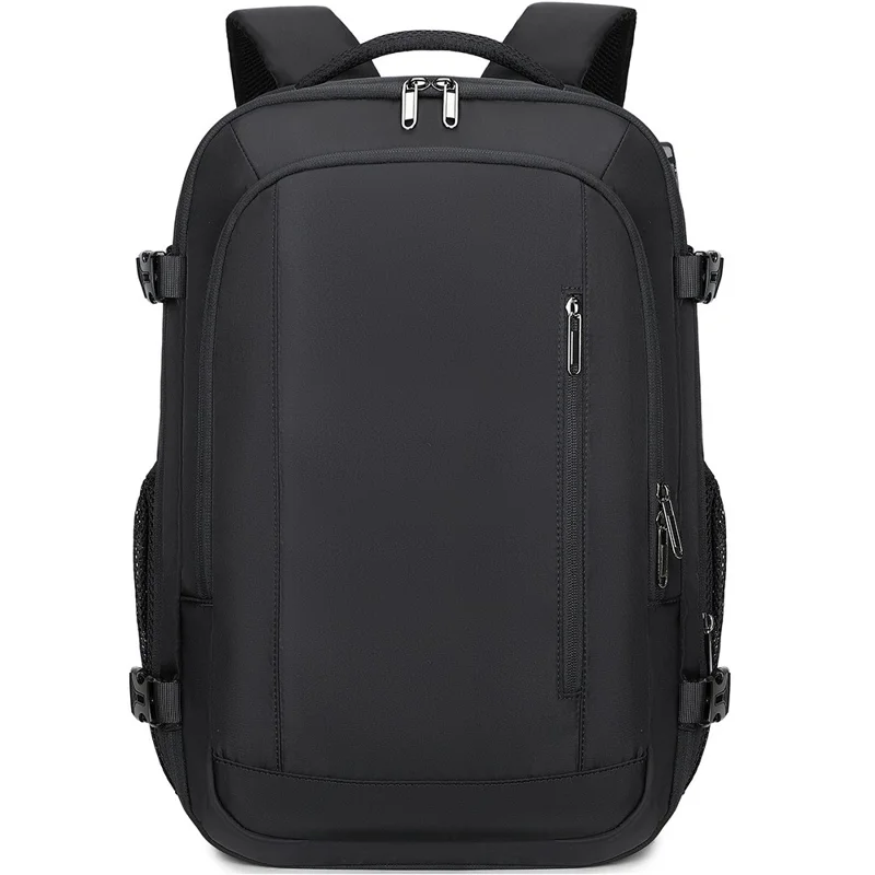 Mochila para portátil POSO PS-679 con bolsa de compresión sellada al vacío, candado con contraseña, bolso bandolera de viaje expandible - Negro