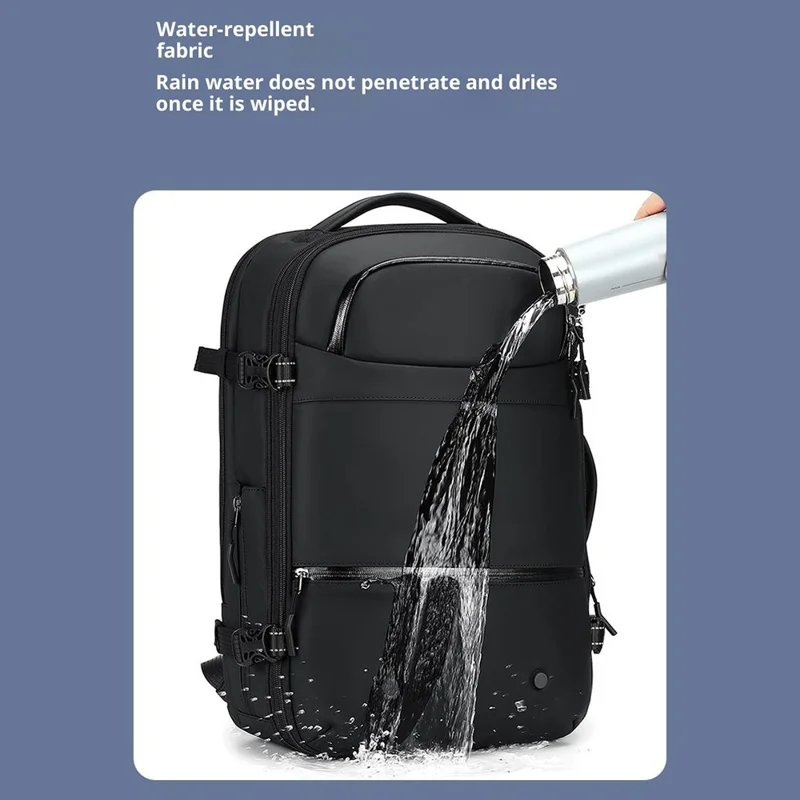 POSO PS-678 4 in 1 Expandable Laptop Backpack and Small Storage Bags Set Travel Dual Shoulder Bag with Air Pump - Black