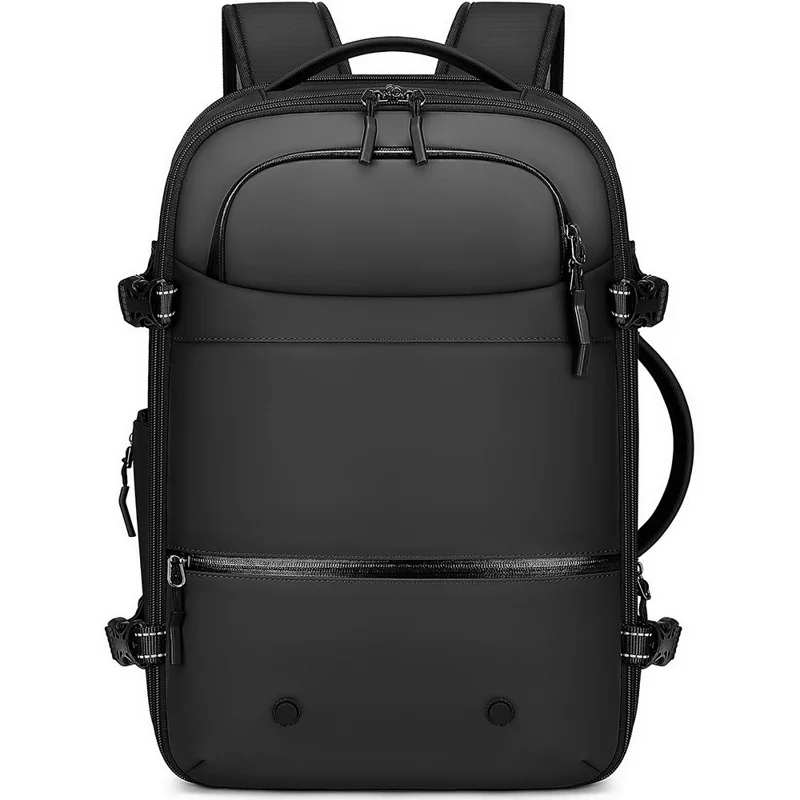 POSO PS-678 4 in 1 Expandable Laptop Backpack and Small Storage Bags Set Travel Dual Shoulder Bag with Air Pump - Black