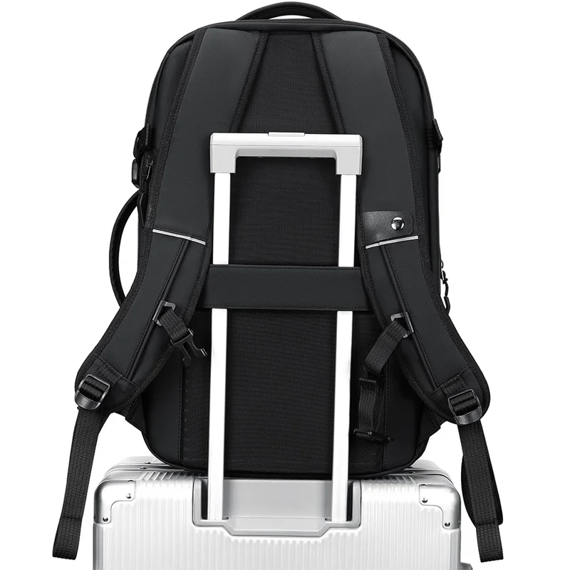 POSO PS-678 4 in 1 Expandable Laptop Backpack and Small Storage Bags Set Travel Dual Shoulder Bag with Air Pump - Black