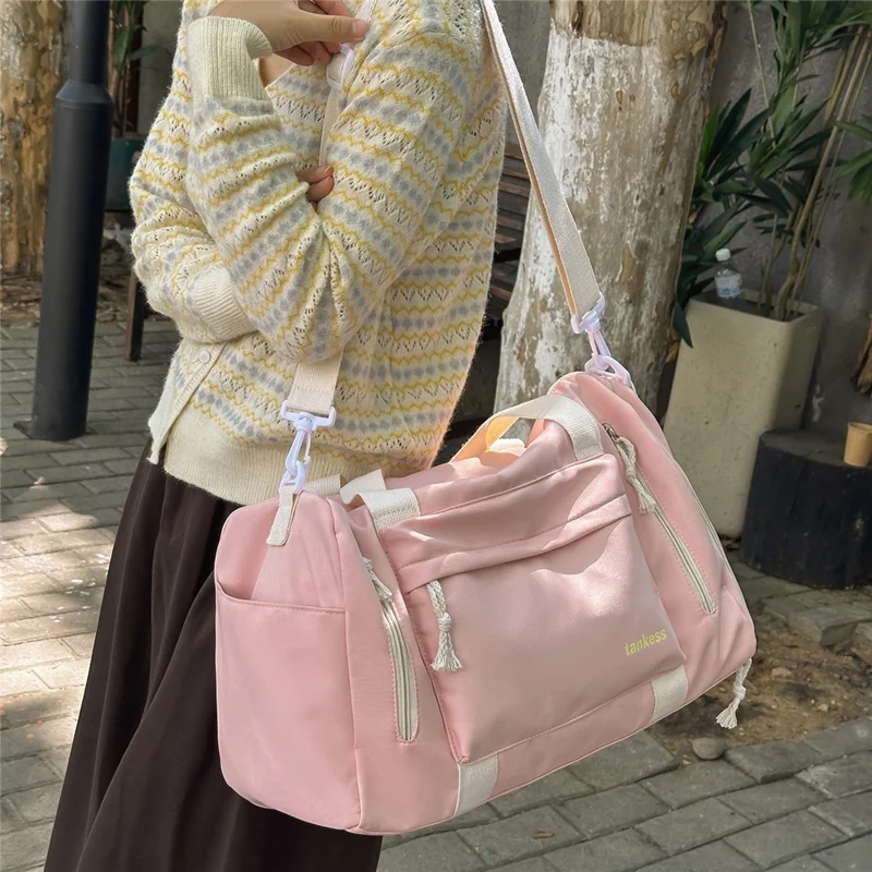 Travel Duffel Bag Wet Dry Separation Large Capacity Gym Sports Weekender Carry-On with Shoe Compartment - Black