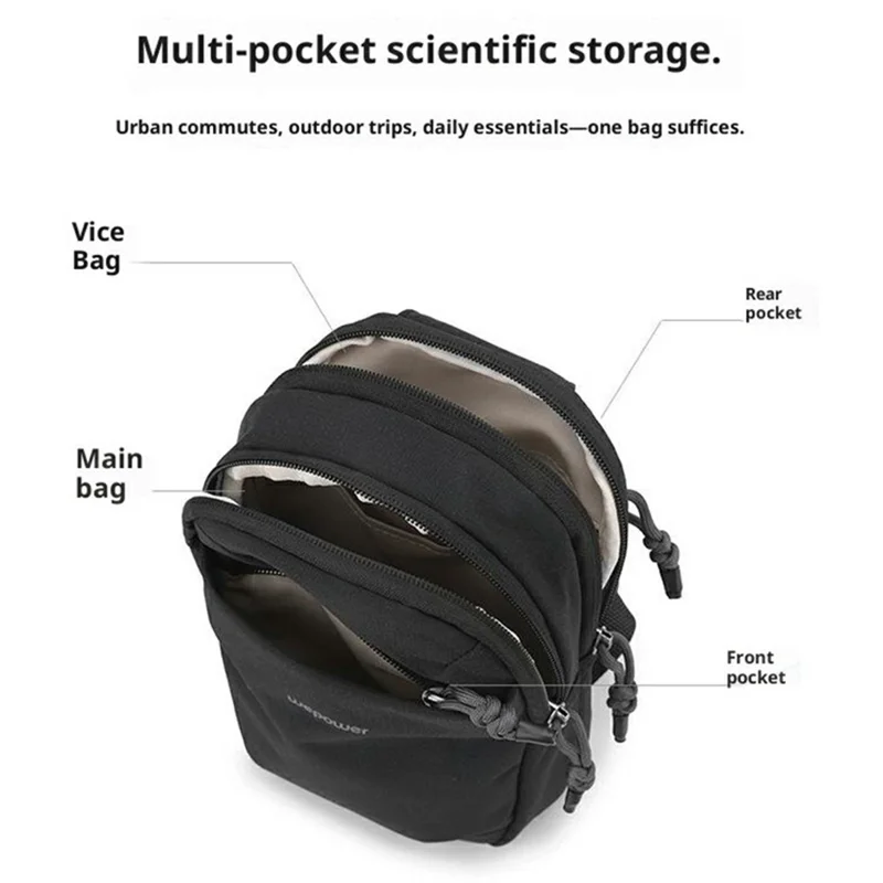 WEPOWER 2204# Chest Bag Unisex Casual Commute Crossbody Pack for Cycling / Sports / Travel / Outdoor Activities - Black