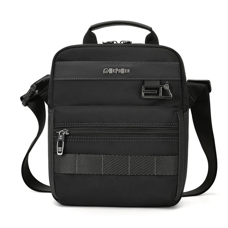 WEPOWER 9306 Size S Square Crossbody Bag for Men Waterproof Nylon Travel Shoulder Pack with Tote Handle - Black