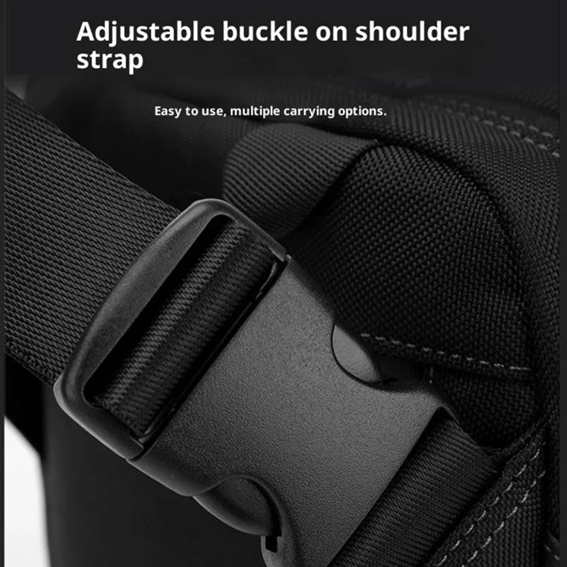 WEPOWER 9306 Size S Square Crossbody Bag for Men Waterproof Nylon Travel Shoulder Pack with Tote Handle - Black