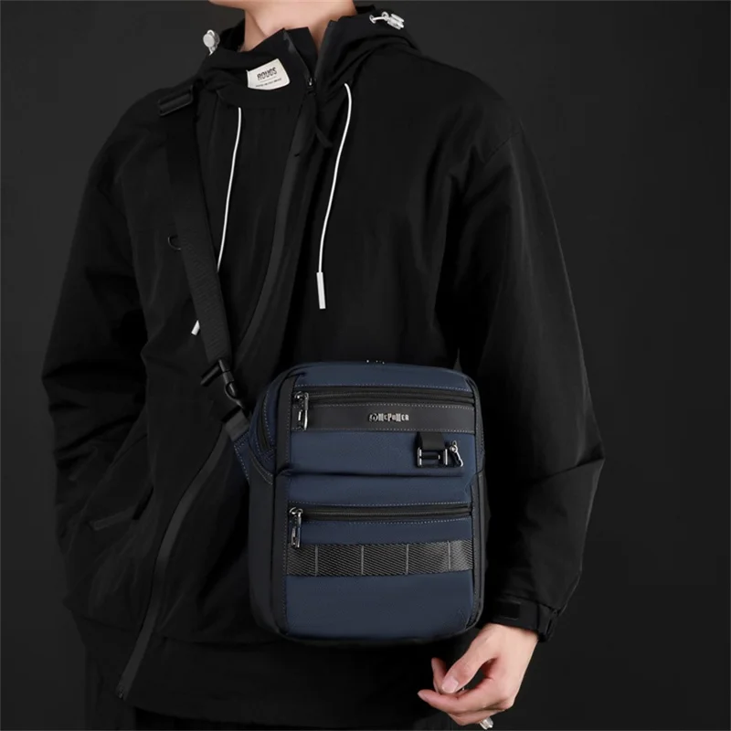WEPOWER 9308 Waterproof Nylon Casual Shoulder Bag for Men Crossbody Pack Built In Keyring Strap - Dark Blue