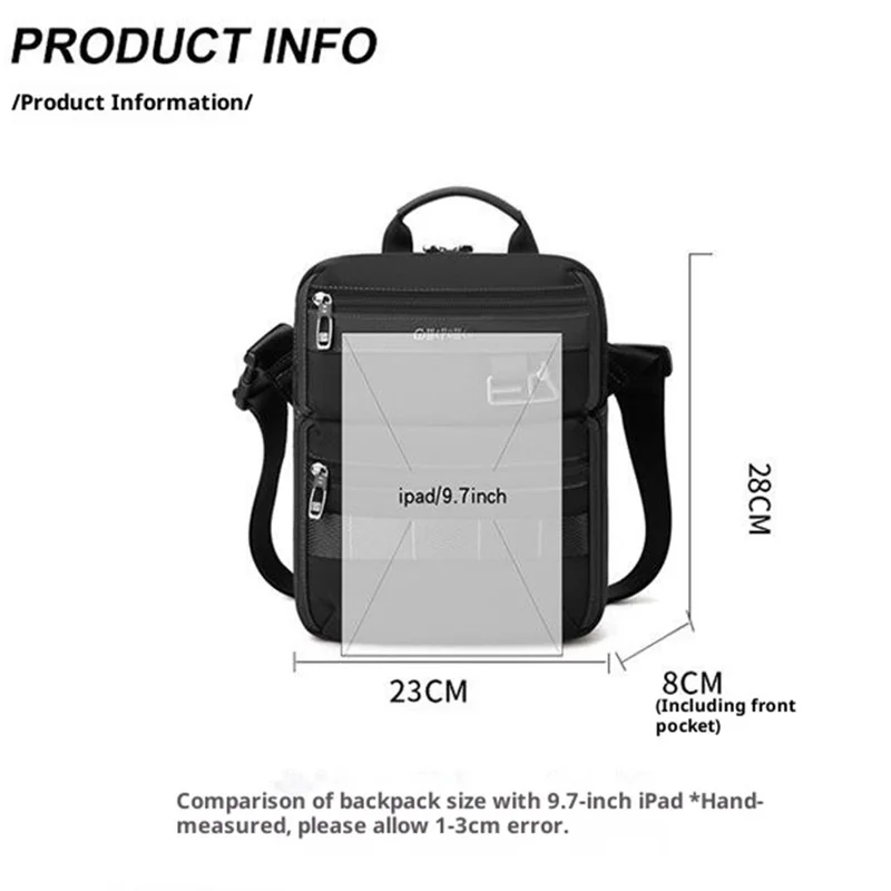 WEPOWER 9308 Waterproof Nylon Casual Shoulder Bag for Men Crossbody Pack Built In Keyring Strap - Dark Blue