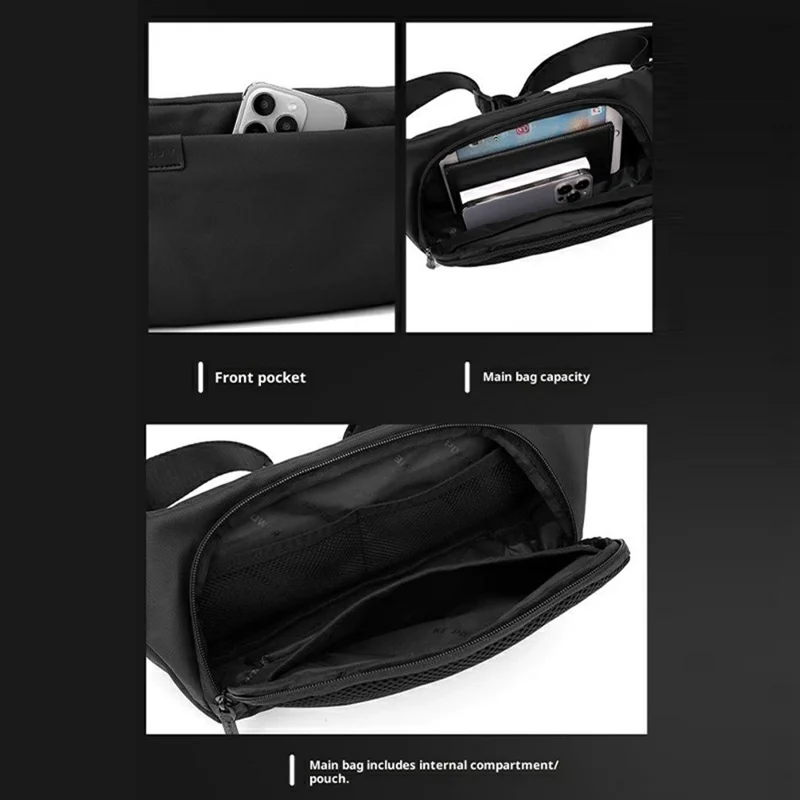 WEPOWER 1273 Commuter Chest Bag for Men Casual Waterproof Crossbody Shoulder Pack with Rotatable Buckle - Black