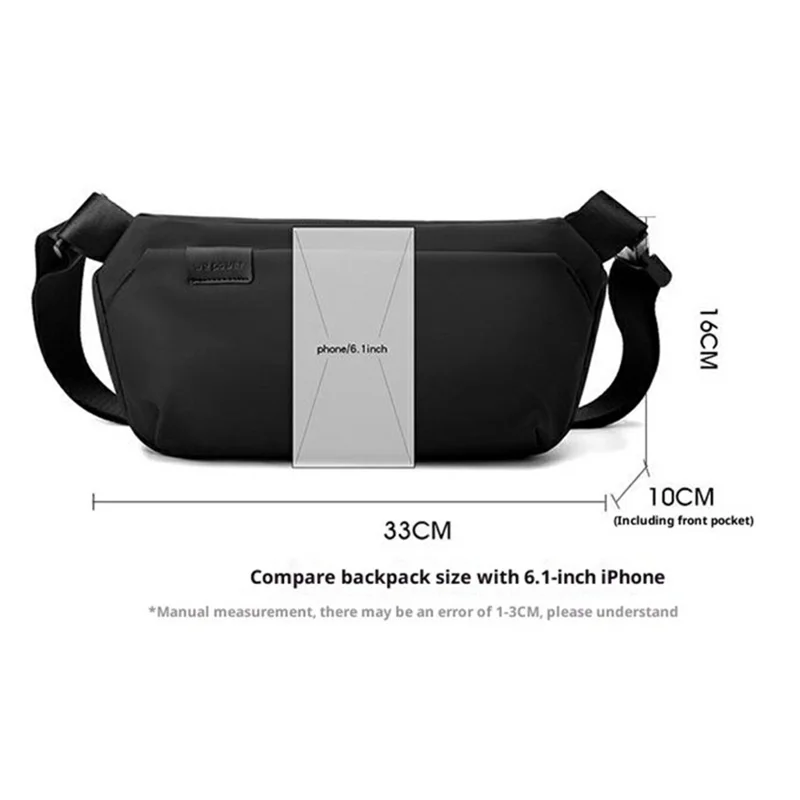 WEPOWER 1273 Commuter Chest Bag for Men Casual Waterproof Crossbody Shoulder Pack with Rotatable Buckle - Black