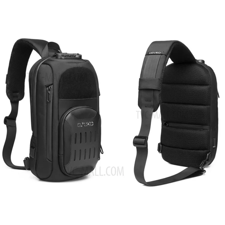 OZUKO 9361 Anti-theft Shockproof Breathable Chest Bag Multifunctional Waterproof Shoulder Bag for Men - Black
