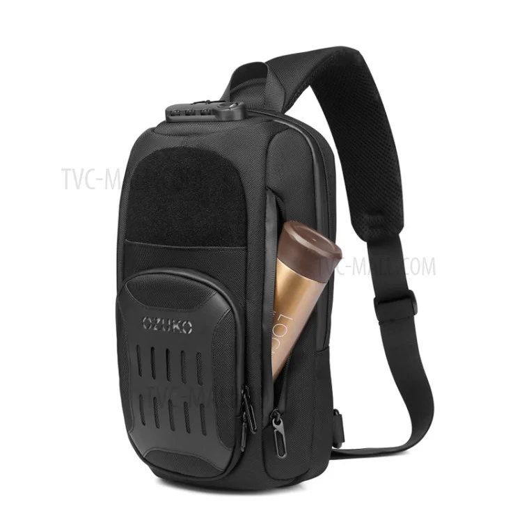 OZUKO 9361 Anti-theft Shockproof Breathable Chest Bag Multifunctional Waterproof Shoulder Bag for Men - Black