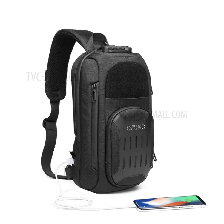 OZUKO 9361 Anti-theft Shockproof Breathable Chest Bag Multifunctional Waterproof Shoulder Bag for Men - Black