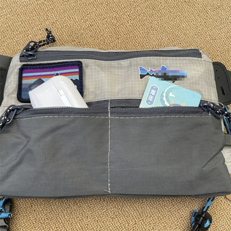 Unisex Oxford Cloth Contrast Color Crossbody Bag Waterproof Shoulder Bag Multi-Functional Phone Case - Grey