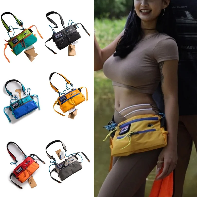 Unisex Oxford Cloth Contrast Color Crossbody Bag Waterproof Shoulder Bag Multi-Functional Phone Case - Grey