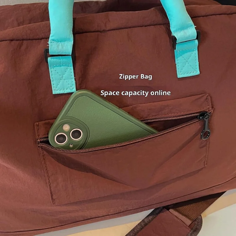 حقيبة رياضية حقيبة سباحة صالة ألعاب رياضية فصل جاف ورطب حقيبة دفيلة للسفر كتف عبر الجسم حقيبة أمتعة للنساء - قهوة