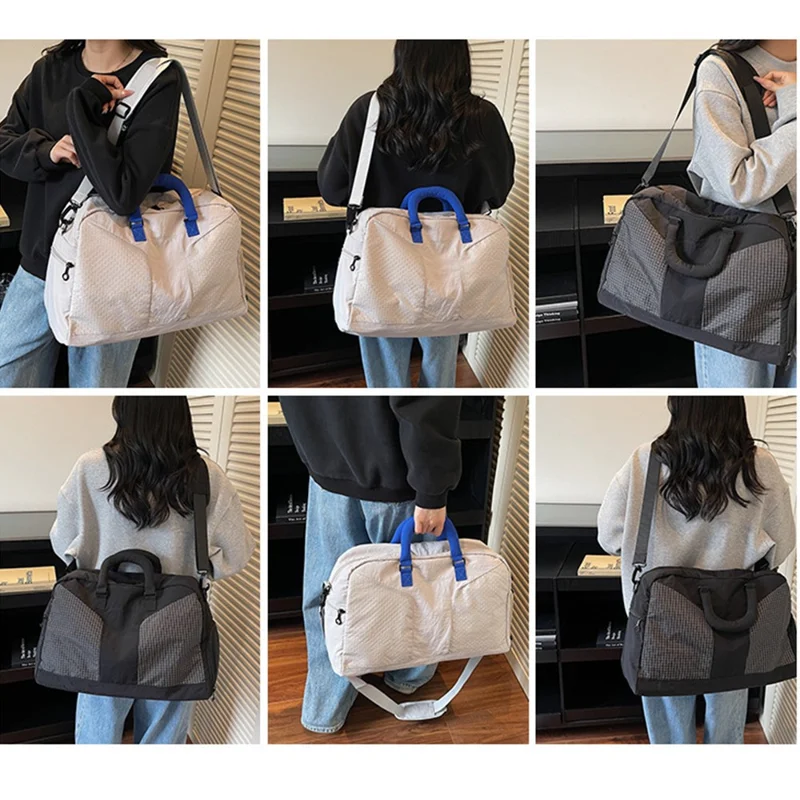 حقيبة رياضية حقيبة سباحة صالة ألعاب رياضية فصل جاف ورطب حقيبة دفيلة للسفر كتف عبر الجسم حقيبة أمتعة للنساء - قهوة