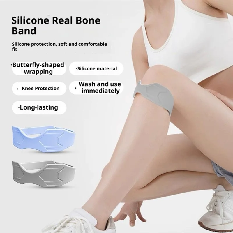 XX-025 1 Pair Sports Silicone Patella Strap Lightweight Breathable Knee Support Brace Joint Stabilization Pressure Relief - Grey