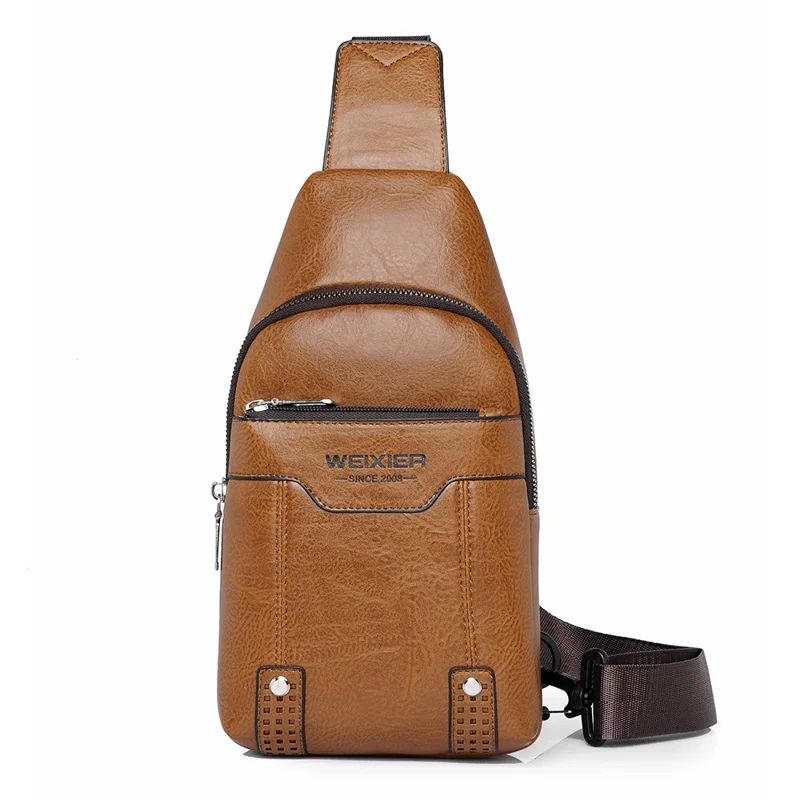 WEIXIER X466 Borsa a Tracolla Leggera da Uomo Resistente all'Acqua Casual con Cinturino Regolabile - Marrone Chiaro