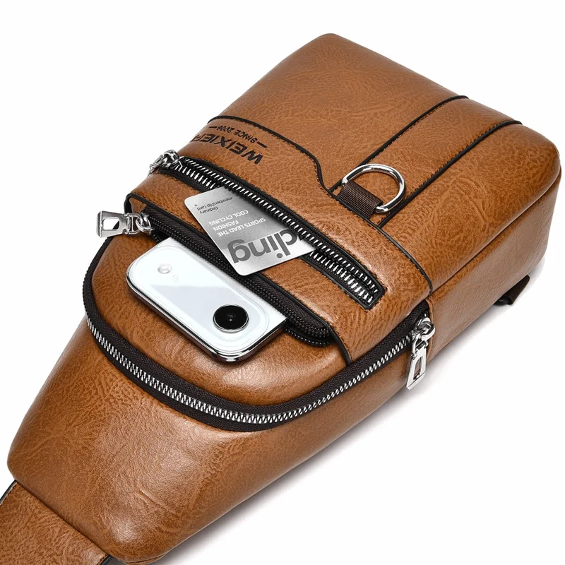 WEIXIER X463 Große Kapazität Herren Brusttasche Leicht Umhängetasche Wasserabweisend für Täglichen Pendler Lässige Reisen - Hellbraun