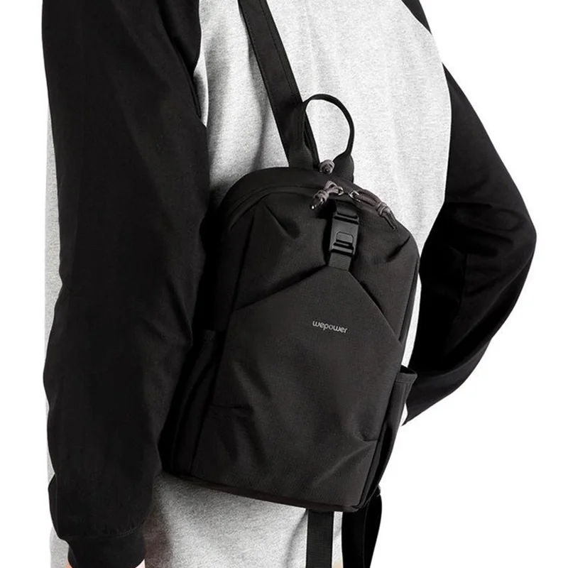 WEPOWER 2207# Leichter Pendler-Rucksack Unisex Casual Travel Daypack Doppelter Schultertasche - Schwarz