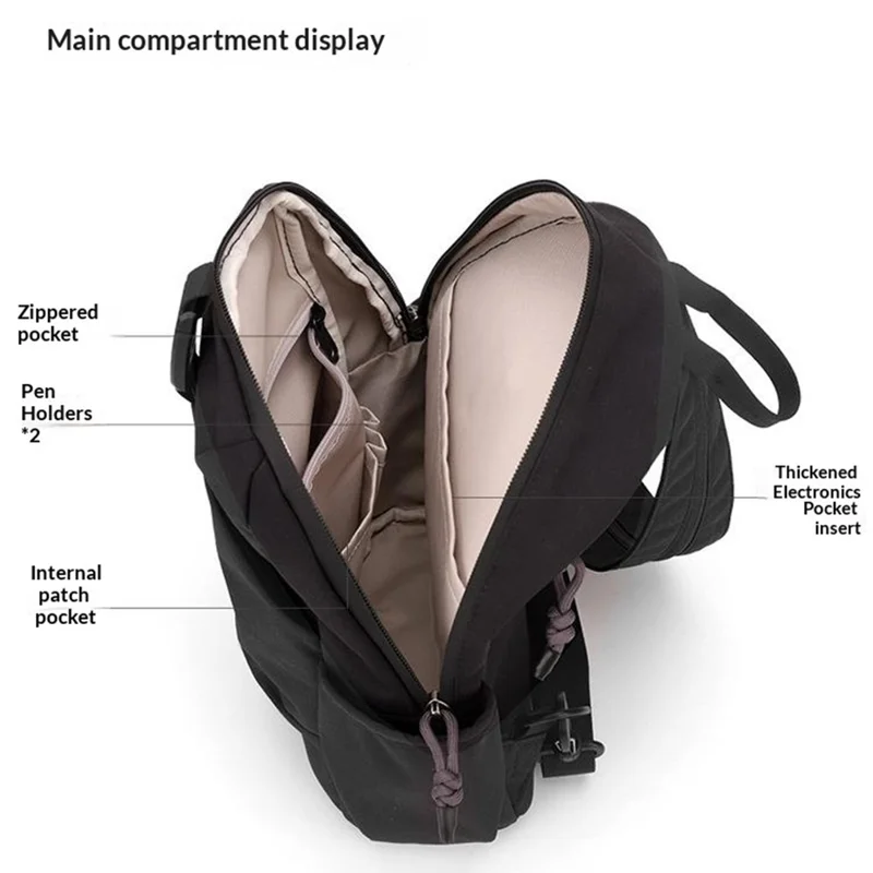 WEPOWER 2207# Leichter Pendler-Rucksack Unisex Casual Travel Daypack Doppelter Schultertasche - Schwarz