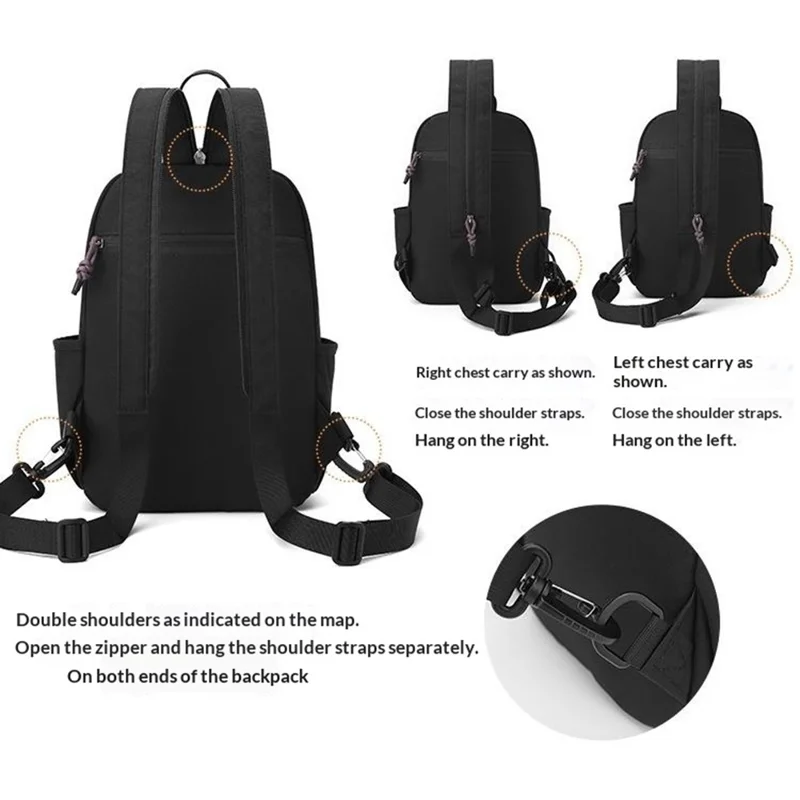 WEPOWER 2207# Leichter Pendler-Rucksack Unisex Casual Travel Daypack Doppelter Schultertasche - Schwarz