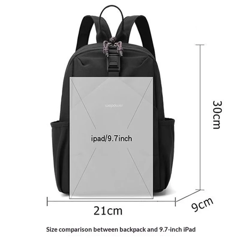 WEPOWER 2207# Leichter Pendler-Rucksack Unisex Casual Travel Daypack Doppelter Schultertasche - Schwarz
