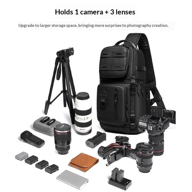 9262 Waterproof DSLR Camera Bag Wear-Resistant Single Shoulder Camera Case Ergonomic Camera Backpack - Black