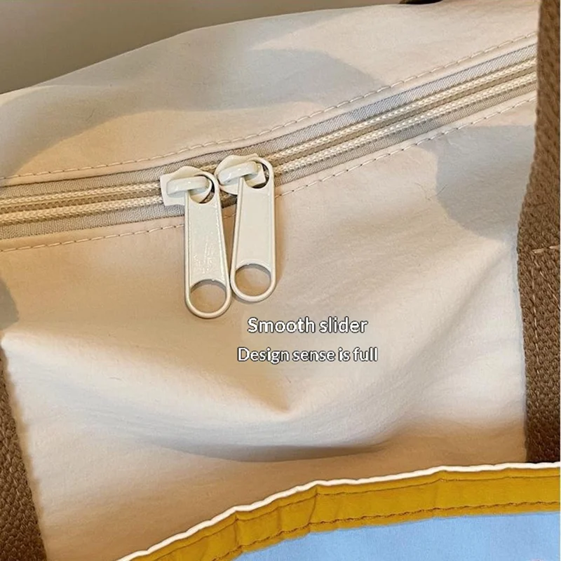 Large Capacity Gym Bag Expandable Handbag Dry Wet Separation Travel Duffel with Shoulder Strap - Brown