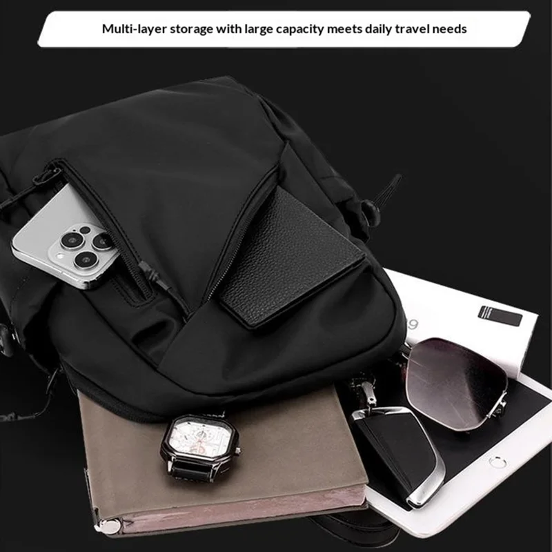 WEPOWER 1239# Commute Men Single Shoulder Bag Large Capacity Crossbody Bag Water-Resistant Chest Pack - Black