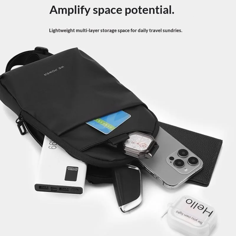 WEPOWER 1326# Lightweight Men Sling Bag Water-Resistant Crossbody Bag Breathable Chest Pack - Black