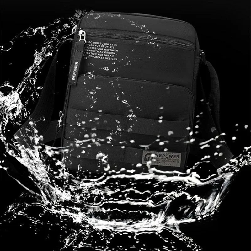 WEPOWER 2320 Uni-Kleinumhängetasche Wasserdichte lässige Umhängetasche für Männer für Pendeln und Reisen – Schwarz