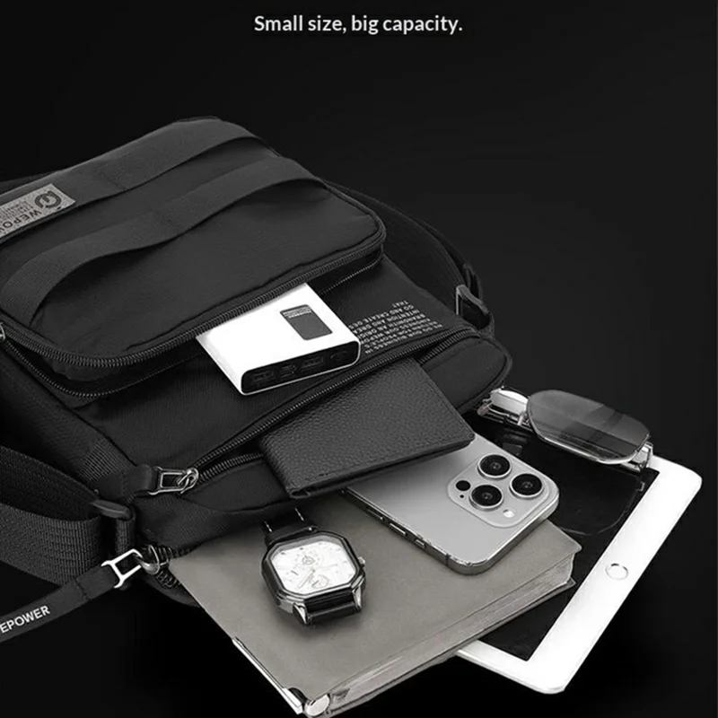 WEPOWER 2320 Uni-Kleinumhängetasche Wasserdichte lässige Umhängetasche für Männer für Pendeln und Reisen – Schwarz