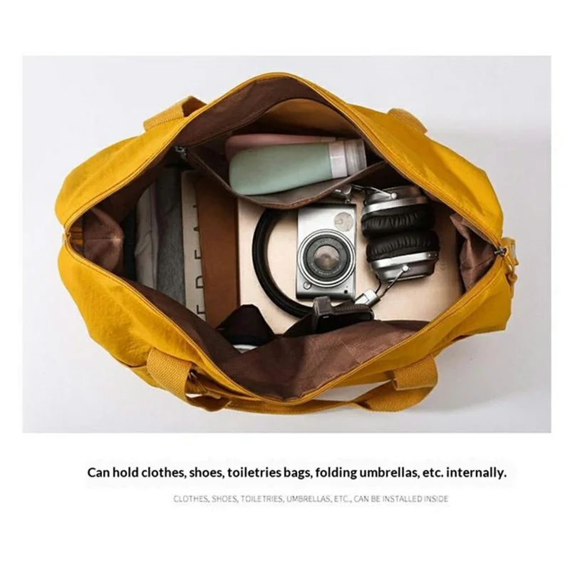 DSDSU Rozszerzalna torba podróżna o dużej pojemności, wodoodporna torba na siłownię, organizer bagażowy z ergonomiczną rączką - Żółty