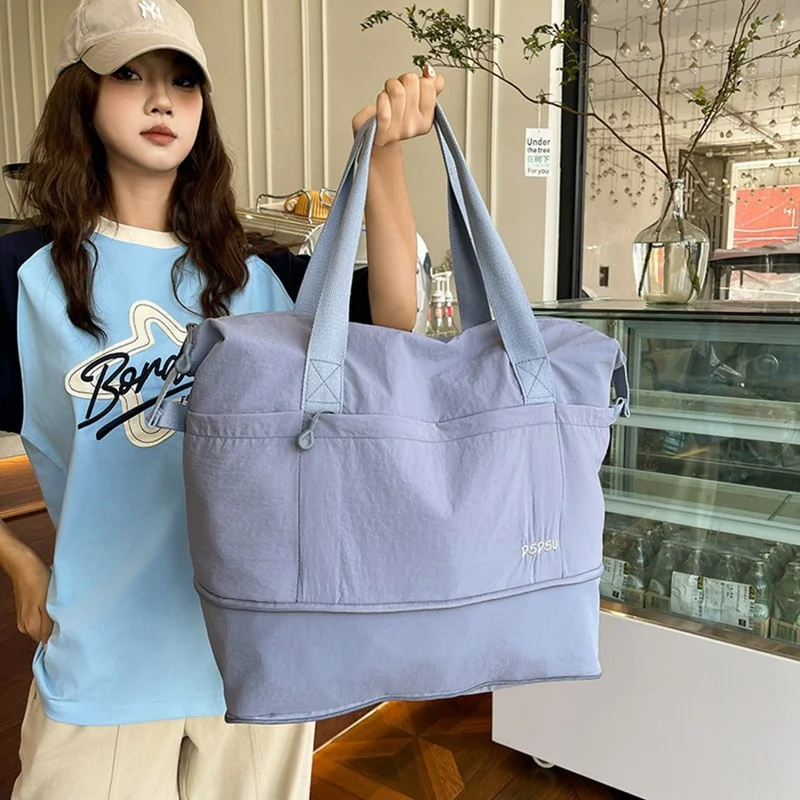 DSDSU Rozszerzalna torba podróżna o dużej pojemności, wodoodporna torba na siłownię, organizer bagażowy z ergonomiczną rączką - Żółty