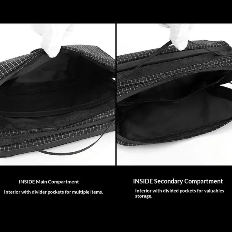 Nylon-Minimalist-Commuter-Umhängetasche wasserdicht, Einzelschultertasche – Schwarz